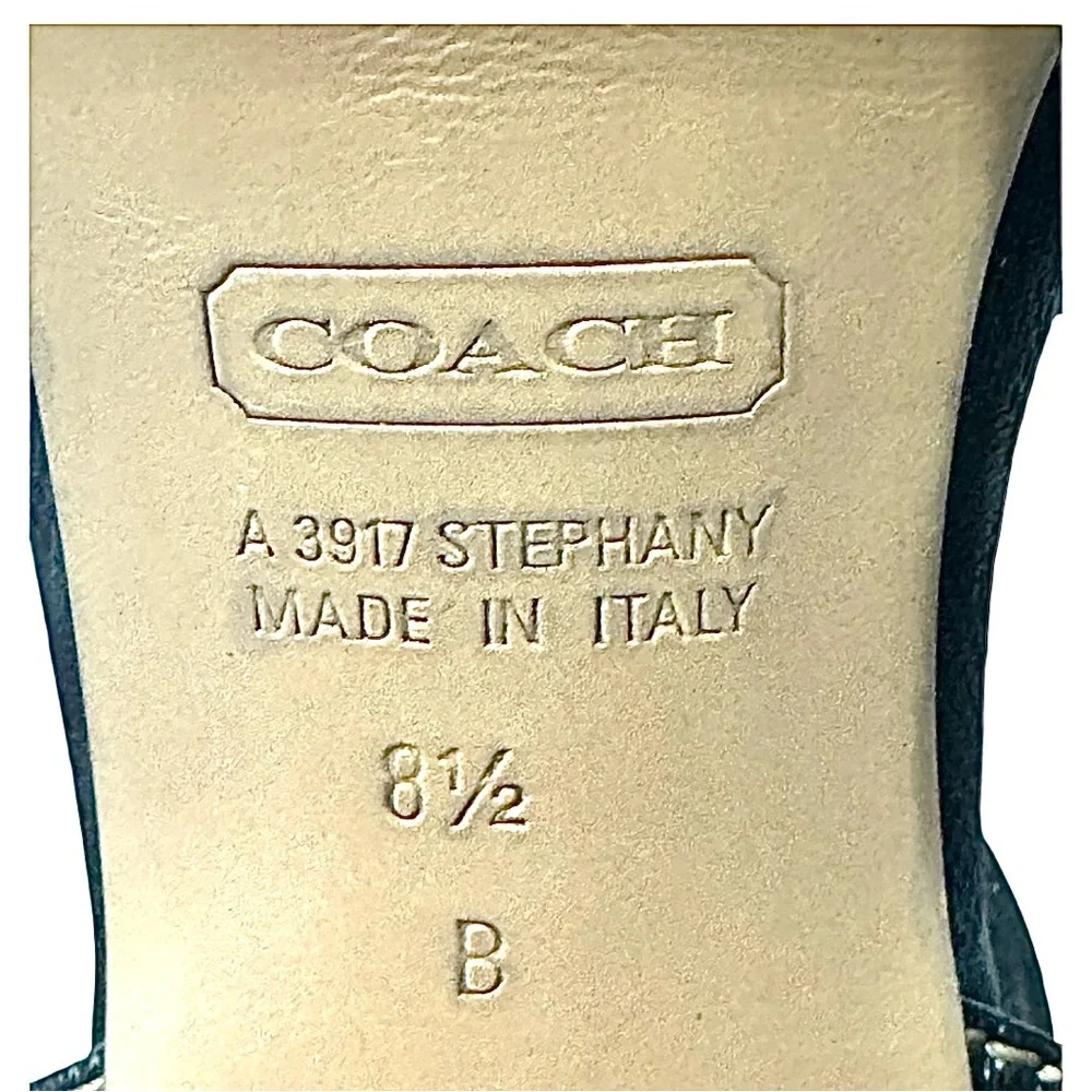 Coach Women’s High Heels 8.5 B Black Strappy Cork bottom Made In Italy Used